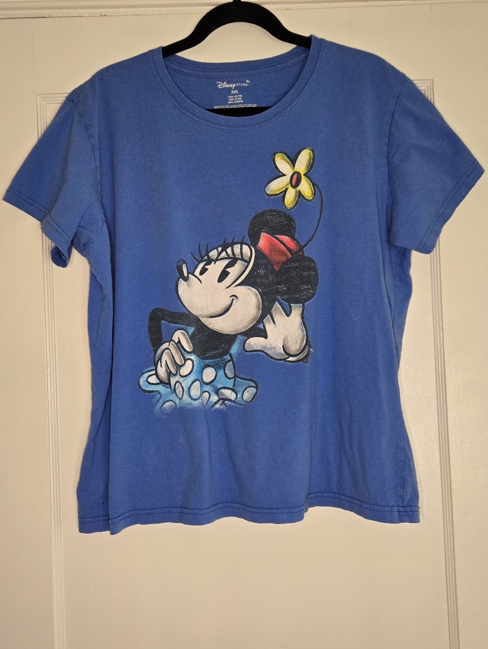 Disney Store Minnie Mouse T Shirt Adult XXL Blue Graphic Tee Cotton Casual